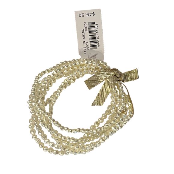 NWT J. Crew Tiny Pearl-Bead Stretch Bracelets (set-of-six) - Picture 2 of 4